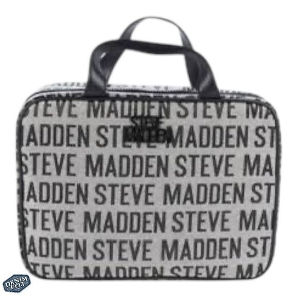 Steve Madden Black Logo Weekender Cosmetic/Jewelry Travel Vacation Tote Bag |NEW - Picture 2 of 8